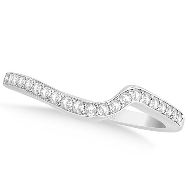 Diamond Swirl Engagement Ring & Band Bridal Set 14k White Gold 0.58ct