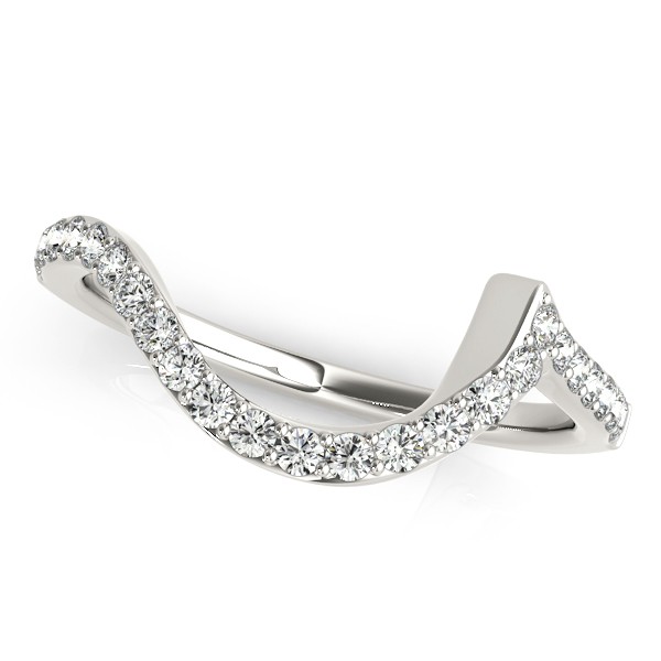 Contoured Wedding Band w/ Pave Set Diamonds Palladium 0.25ct