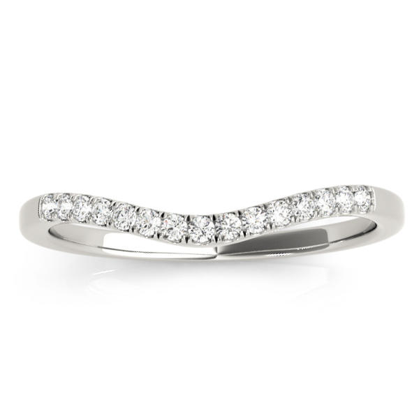 Diamond Compressed Contour Wedding Band 14k White Gold (0.09ct)