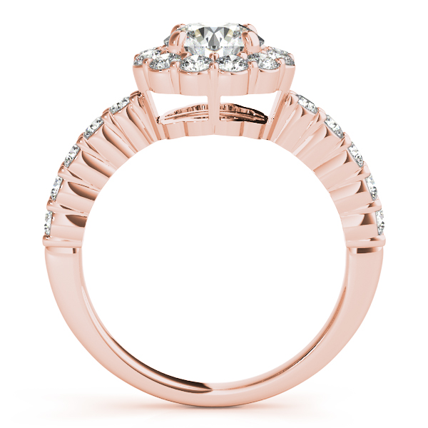 Floral Halo Round Diamond Engagement Ring 18k Rose Gold (1.61ct)
