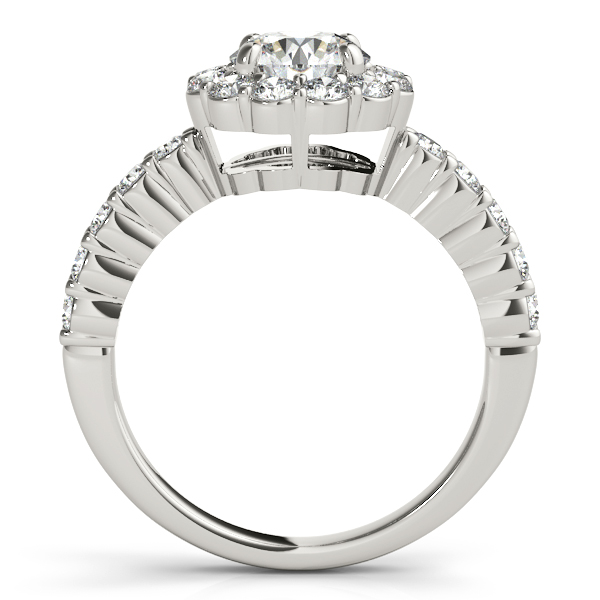 Floral Halo Round Diamond Engagement Ring 14k White Gold (1.61ct)