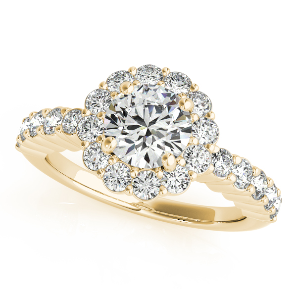 Floral Halo Round Diamond Engagement Ring 14k Yellow Gold (1.61ct)