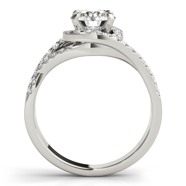 ●ONE BRILLIANT● RainaOB553Grey 5009360770 Twisted Three Row Halo Engagement Ring 14k White Gold 1.00ct