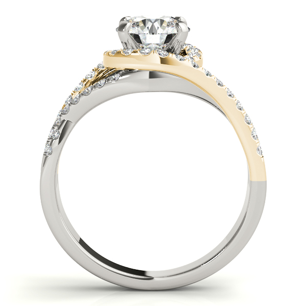 Twisted Three Row Halo Engagement Ring 18k Two Tone Yellow Gold 1.00ct