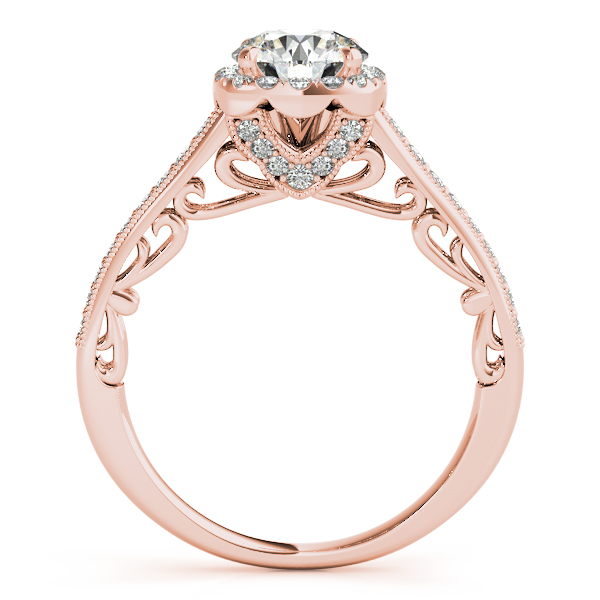 Diamond Square Halo Carved Engagement Ring 14k Rose Gold (0.35ct)