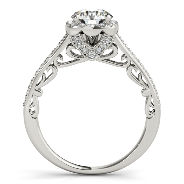 Diamond Square Halo Carved Engagement Ring 14k White Gold (0.35ct)