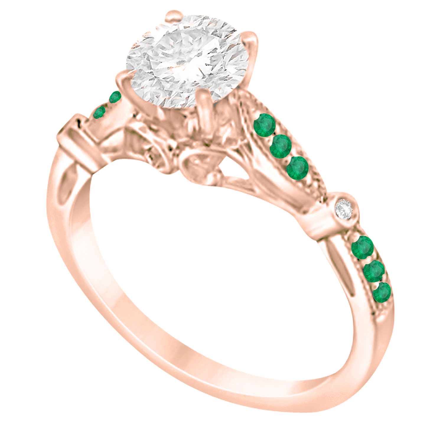 Marquise & Dot Emerald Vintage Bridal Set in 14k Rose Gold (0.29ct)