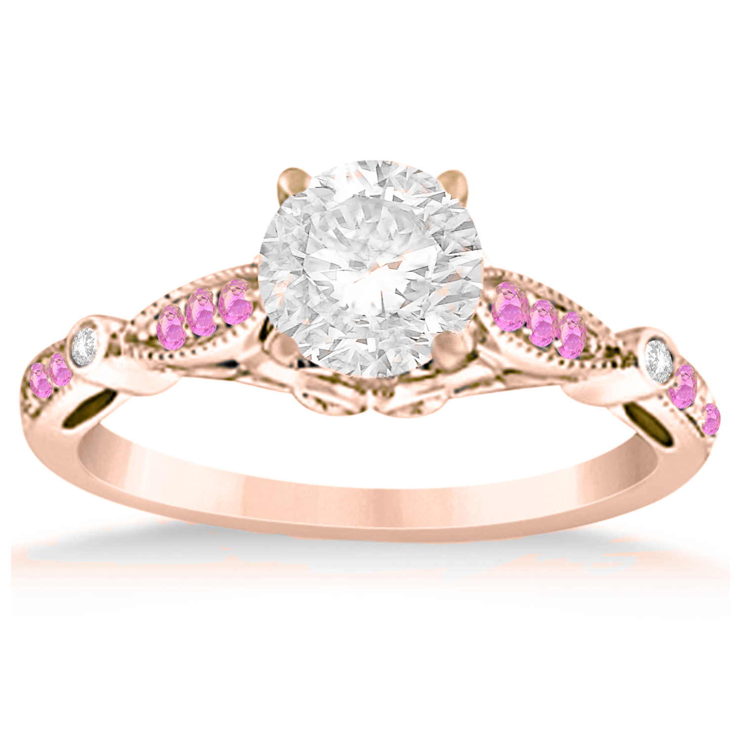 Marquise & Dot Pink Sapphire Vintage Bridal Set in 14k Rose Gold (0.29ct)