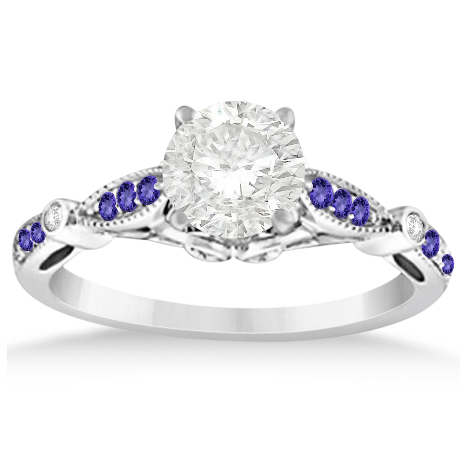 Marquise & Dot Tanzanite Vintage Bridal Set in 14k White Gold (0.29ct)