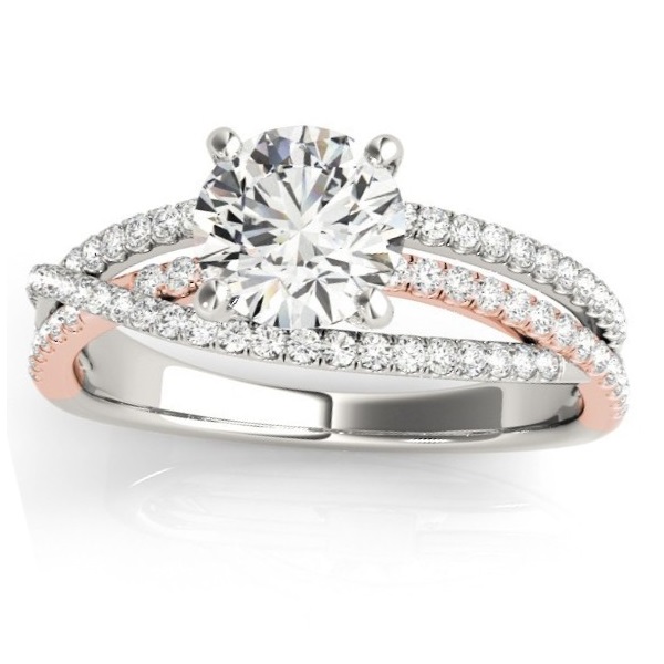 ThreeRow Twisted Diamond Bridal Ring Set 14k Two Tone Gold NG230