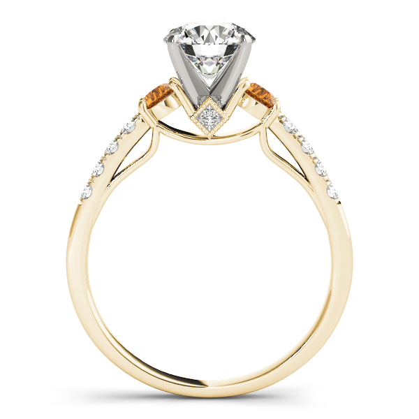 Diamond & Citrine Three Stone Engagement Ring 18k Yellow Gold (0.43ct)