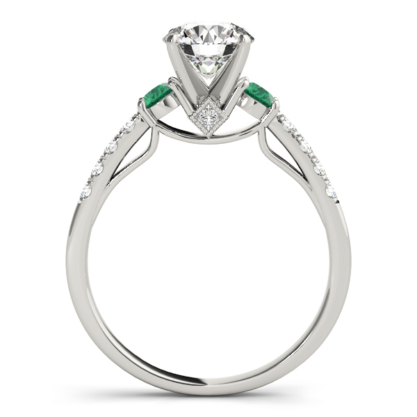Diamond & Emerald Three Stone Engagement Ring Setting Palladium (0.43ct)
