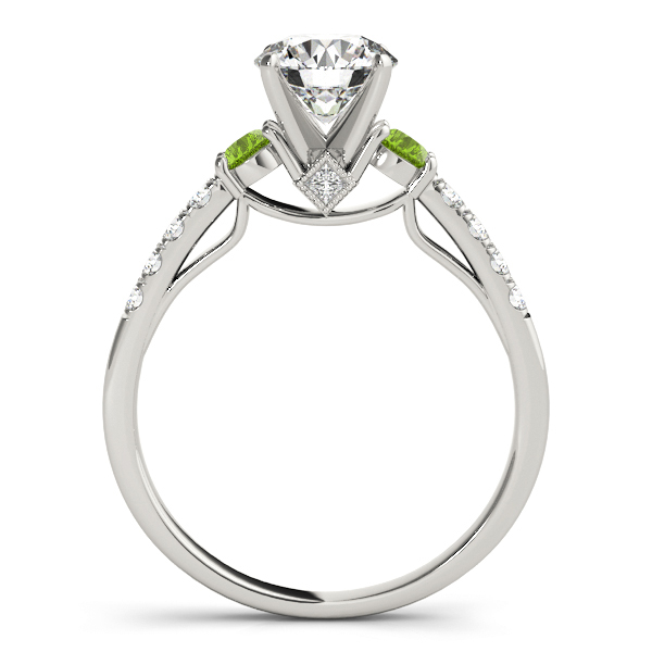 Diamond & Peridot Three Stone Bridal Set Ring 14k White Gold (0.55ct)