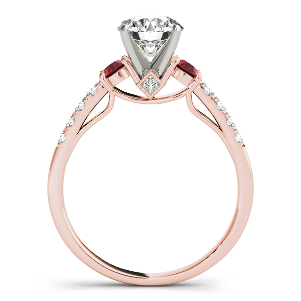 Diamond & Ruby Three Stone Bridal Set Ring 18k Rose Gold (0.55ct)