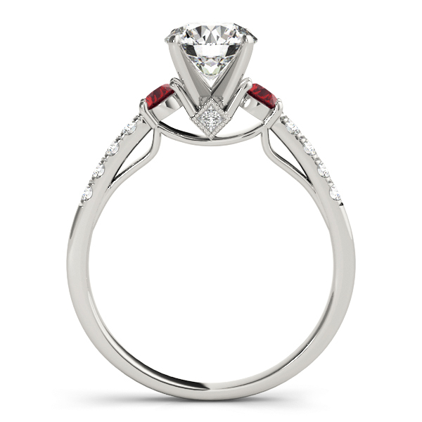 Diamond & Ruby Three Stone Bridal Set Ring Setting Platinum (0.55ct)