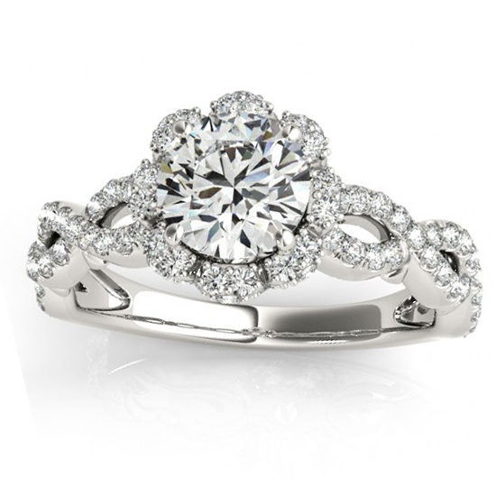 Halo Diamond Engagement & Wedding Rings Bridal Set Platinum 0.83ct