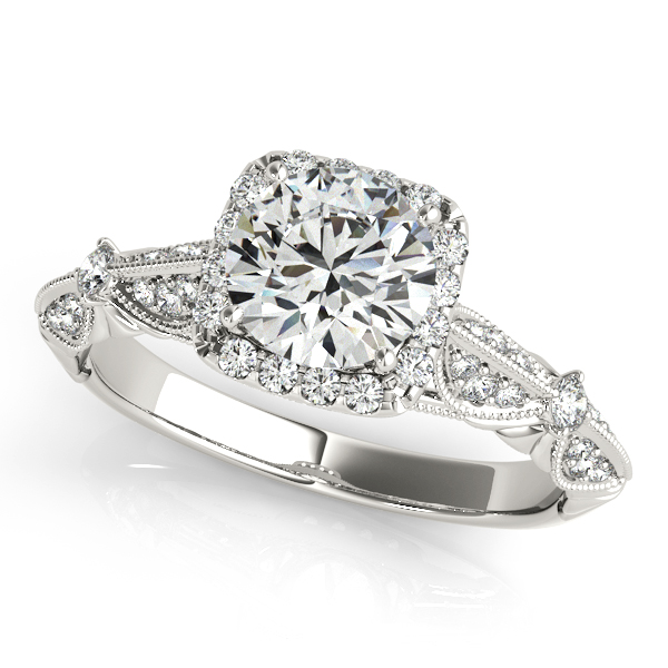 Diamond Square Halo Art Deco Engagement Ring Platinum (1.31ct)