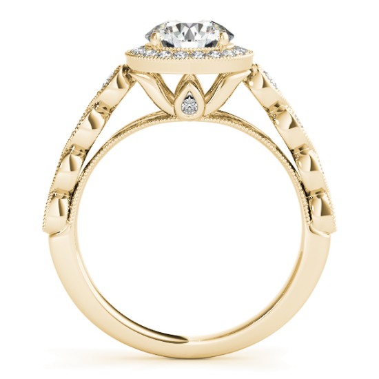 Aquamarine & Diamond Halo Bridal Set Setting 18K Yellow Gold (0.54ct)