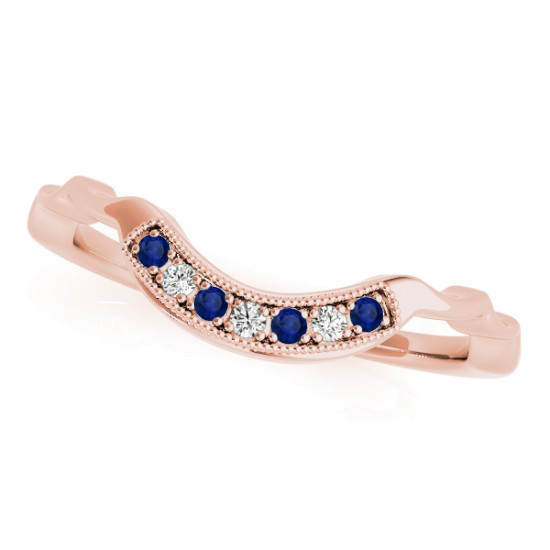 Blue Sapphire & Diamond Halo Bridal Set 14K Rose Gold (0.54ct)