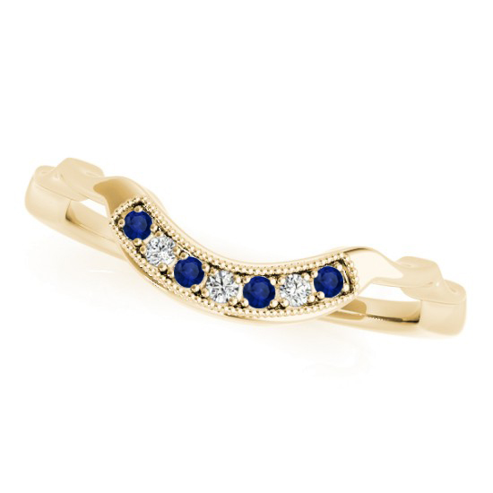 Blue Sapphire & Diamond Halo Bridal Set 18K Yellow Gold (0.54ct)