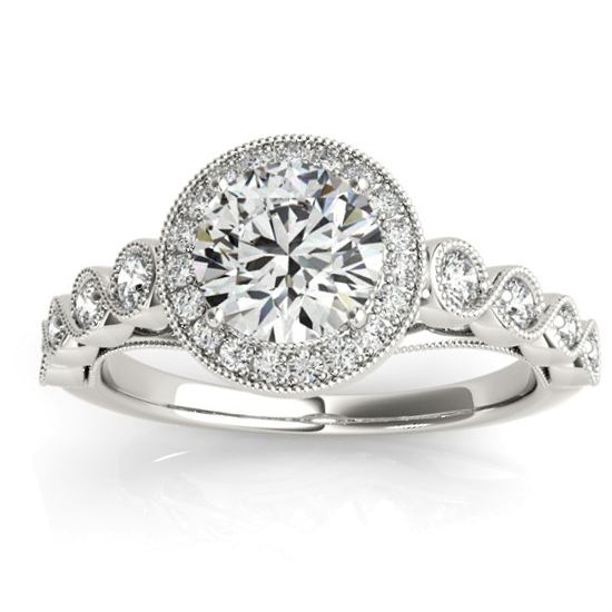 Diamond Halo Swirl Engagement Ring Setting Platinum (0.36ct)