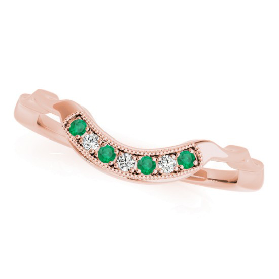 Emerald & Diamond Halo Bridal Set Setting 14K Rose Gold (0.54ct)