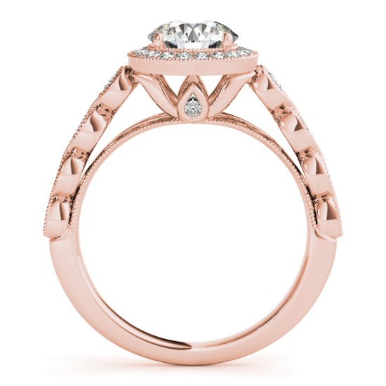 Emerald & Diamond Halo Bridal Set Setting 18K Rose Gold (0.54ct)