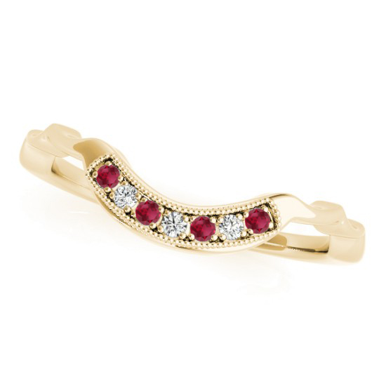 Ruby & Diamond Halo Bridal Set Setting 14K Yellow Gold (0.54ct)