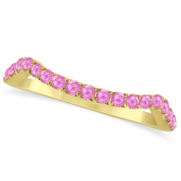 Twisted Shank Halo Pink Sapphire Bridal Set Setting 14k Y. Gold 0.50ct