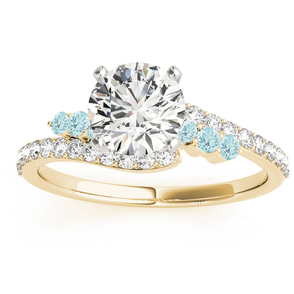 Diamond & Aquamarine Bypass Bridal Set 14k Yellow Gold (0.74ct)