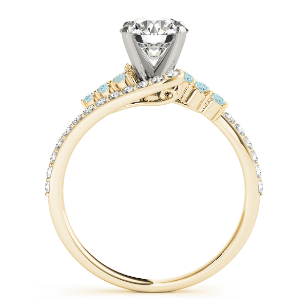 Diamond & Aquamarine Bypass Bridal Set 14k Yellow Gold (0.74ct)