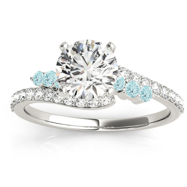 Diamond & Aquamarine Bypass Bridal Set Palladium (0.74ct)