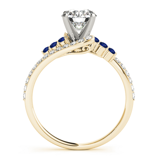 Diamond & Blue Sapphire Bypass Engagement Ring 18k Yellow Gold (0.45ct)
