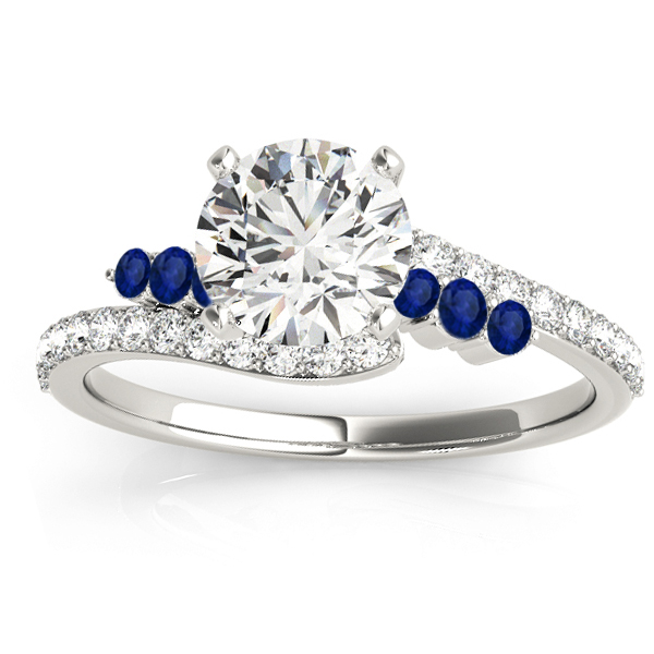 Diamond & Blue Sapphire Bypass Bridal Set Palladium (0.74ct)