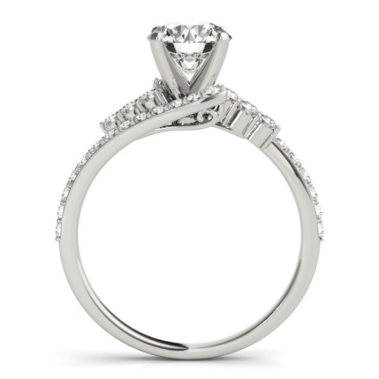 Diamond Bypass Engagement Ring Setting 18k White Gold (0.45ct)