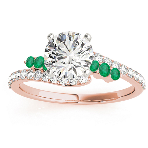 Diamond & Emerald Bypass Bridal Set 14k Rose Gold (0.74ct)