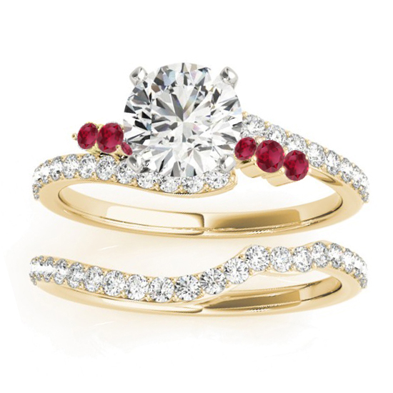 Diamond & Ruby Bypass Bridal Set 18k Yellow Gold (0.74ct)