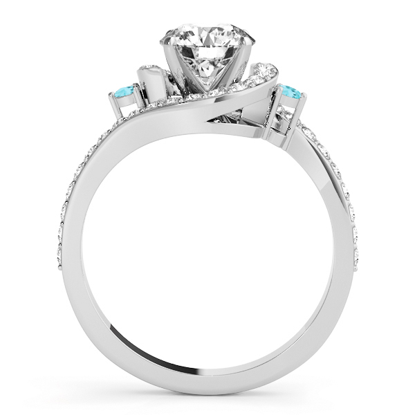 Halo Swirl Aquamarine & Diamond Bridal Set 18K White Gold (0.77ct)
