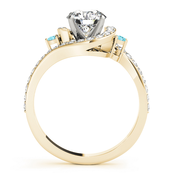 Halo Swirl Aquamarine & Diamond Bridal Set 18K Yellow Gold (0.77ct)