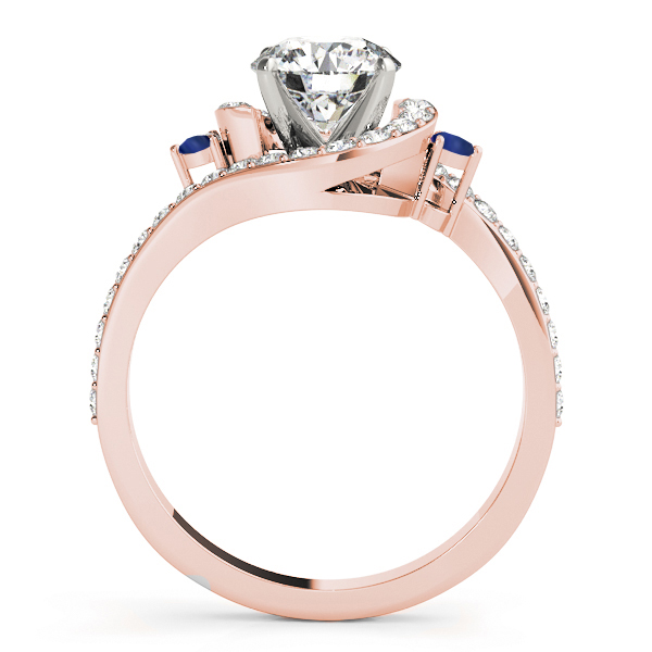 Halo Swirl Sapphire & Diamond Bridal Set 14k Rose Gold (0.77ct)