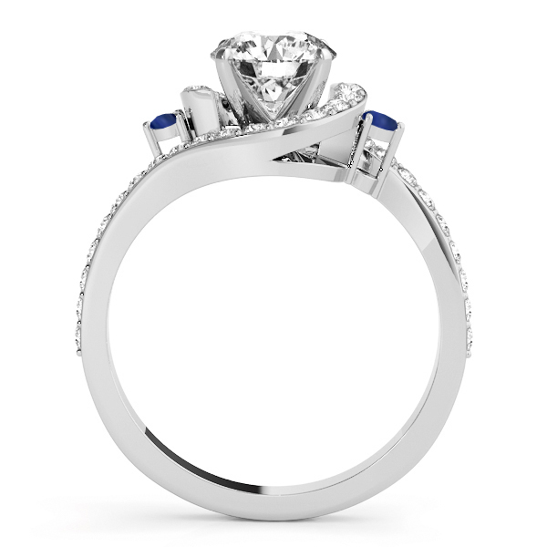 Halo Swirl Sapphire & Diamond Bridal Set 18K White Gold (0.77ct)