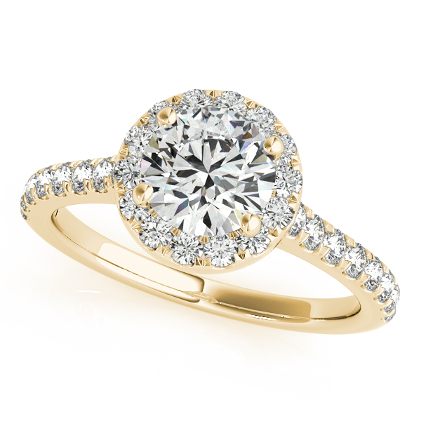 Round Diamond Halo Bridal Ring Set 14k Yellow Gold (1.57ct)