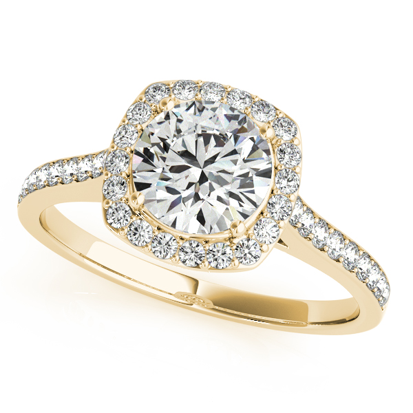 Diamond Accented Round Cut Halo Bridal Set in 14k Yellow Gold (1.53ct)