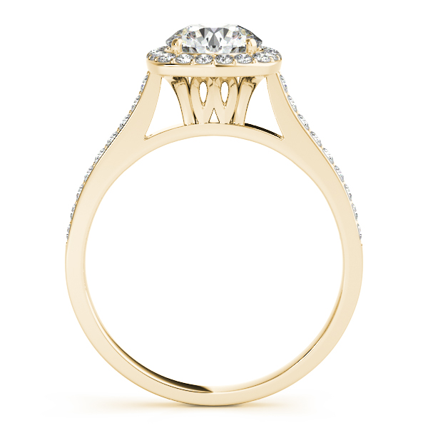 Diamond Accented Round Cut Halo Bridal Set in 14k Yellow Gold (1.53ct)