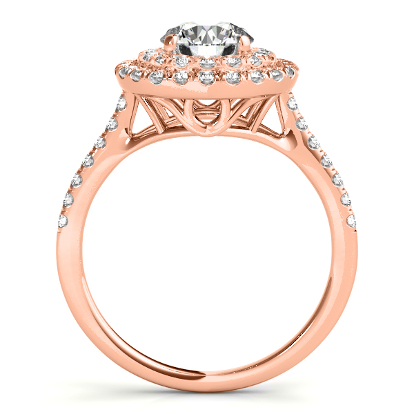Diamond Double Halo Engagement Ring Setting 18k Rose Gold (0.33ct)