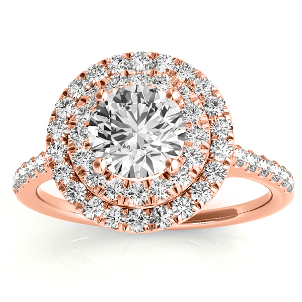 Diamond Double Halo Bridal Set Setting 18k Rose Gold (0.50ct)