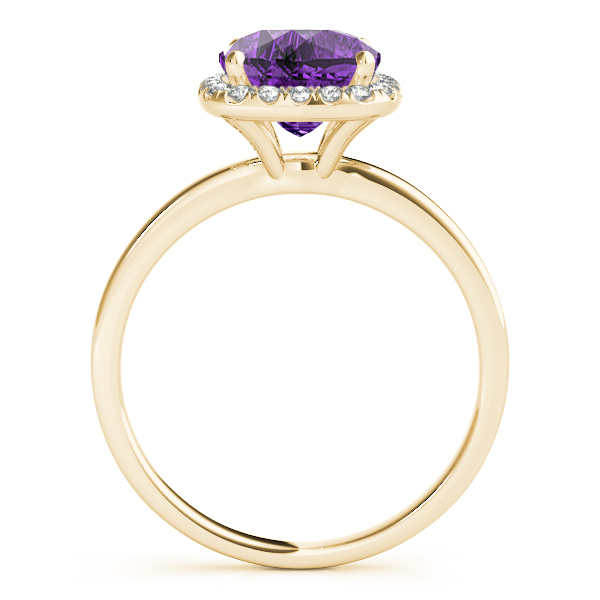 Cushion Amethyst & Diamond Halo Engagement Ring 14k Yellow Gold (1.00ct)
