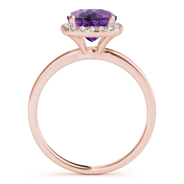 Cushion Amethyst & Diamond Halo Engagement Ring 18k Rose Gold (1.00ct)
