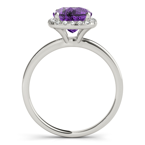 Cushion Amethyst & Diamond Halo Engagement Ring 18k White Gold (1.00ct)