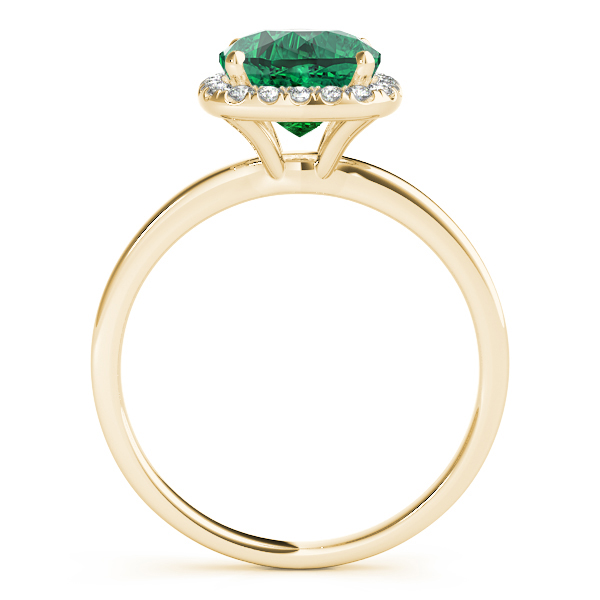 Cushion Emerald & Diamond Halo Bridal Set 14k Yellow Gold (1.14ct)